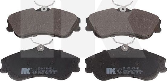 Тормозные колодки NK передние для Citroen Berlingo I 1999-2008. Артикул 221963