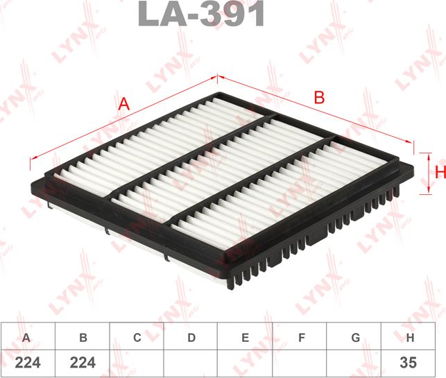 Воздушный фильтр LYNXauto. Артикул LA-391