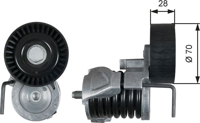 Натяжной ролик (натяжитель) приводного клинового зубчатого ремня Gates DriveAlign®. Артикул T39287