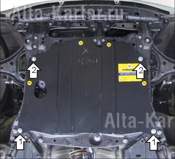 Защита Мотодор для картера, КПП Toyota IQ 2009-2024. Артикул 02548