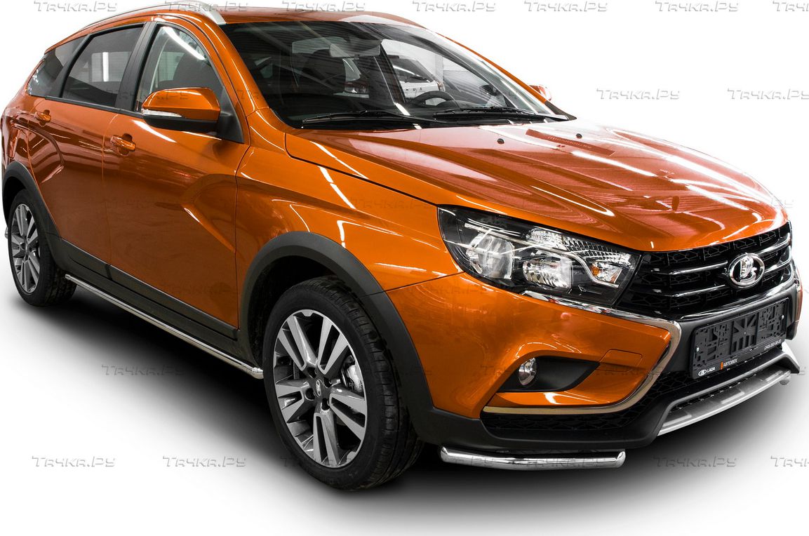 Защита Rival порогов d42 для Lada Vesta Cross универсал 2017-2024. Артикул  R.6007.004 - купить в Тюмени, каталог с ценами. Доставка по всей России.  Магазин Тачка.Ру