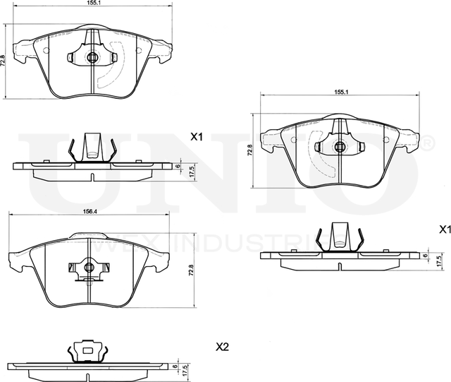Колодки тормозные диск. передние Ford Focus II 05-, Mazda 3 I,II 06-, Opel Vectra C 05- (Unio). Артикул BRP-20165