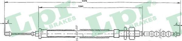 Трос ручника (тросик ручного тормоза) LPR задний правый для Citroen Xantia I 1993-2003. Артикул C0111B
