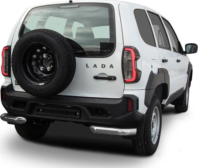 Защита Slitkoff заднего бампера d76 уголки для Lada Niva Travel 2020-2026. Артикул NivTR013