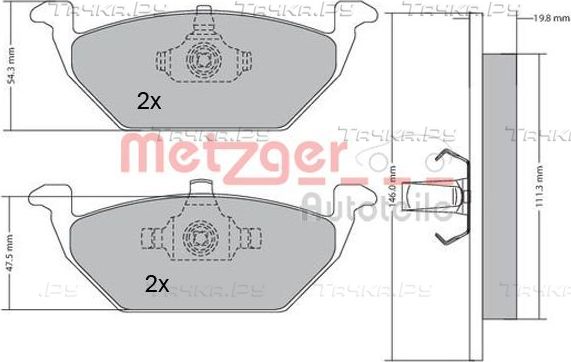 Тормозные колодки Metzger GREENPARTS передние для Audi A1 I (8X) 2010-2018. Артикул 1170027