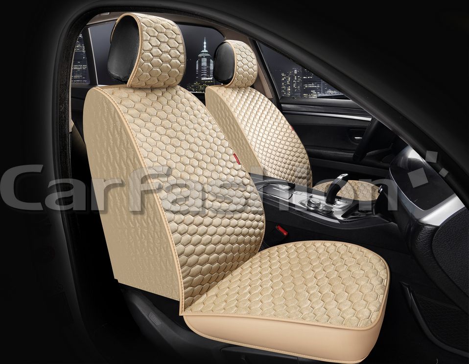 Накидки универсальные CarFashion Sota Front на передние сидения авто, цвет Бежевый/Бежевый/Бежевый. Артикул 26174