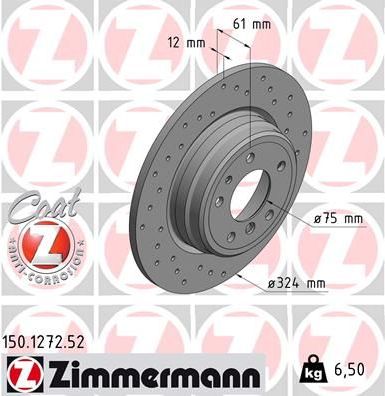 Тормозной диск Zimmermann SPORT Z. Артикул 150.1272.52
