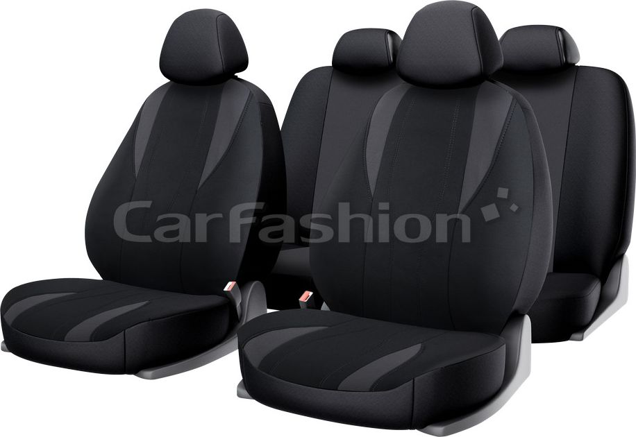 Чехлы универсальные CarFashion Golf на сидения авто, цвет Темно-серый/Черный/Темно-серый. Артикул 10122