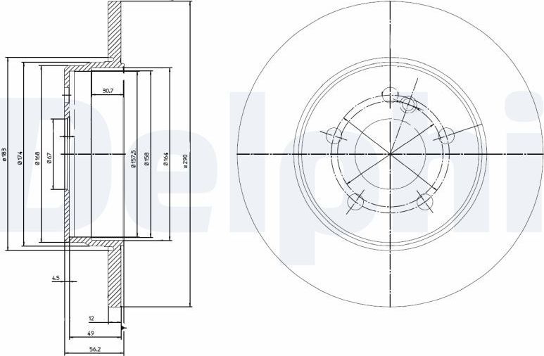 Тормозной диск Delphi передний для Skoda Fabia III 2014-2026. Артикул BG3208