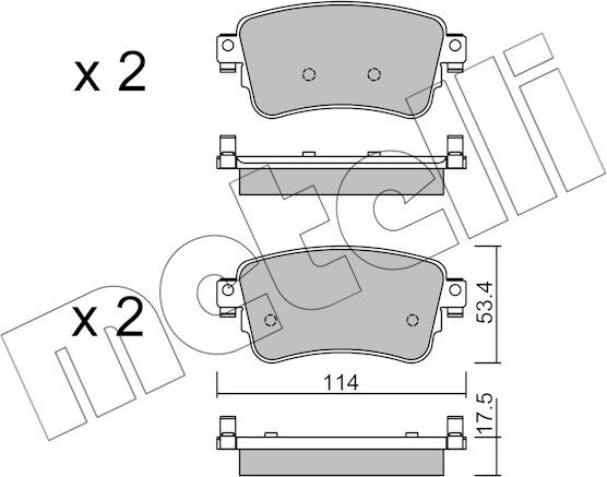 Тормозные колодки Metelli задние для Opel Zafira Life I 2019-2026. Артикул 22-1108-0