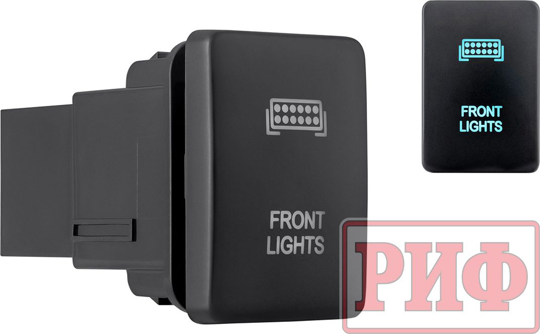 Кнопка РИФ включения/выключения FRONT LIGHTS TOYOTA 32x22 с голубой подсветкой для Fiat Fullback 2016-2026. Артикул RIF22-1-7134104