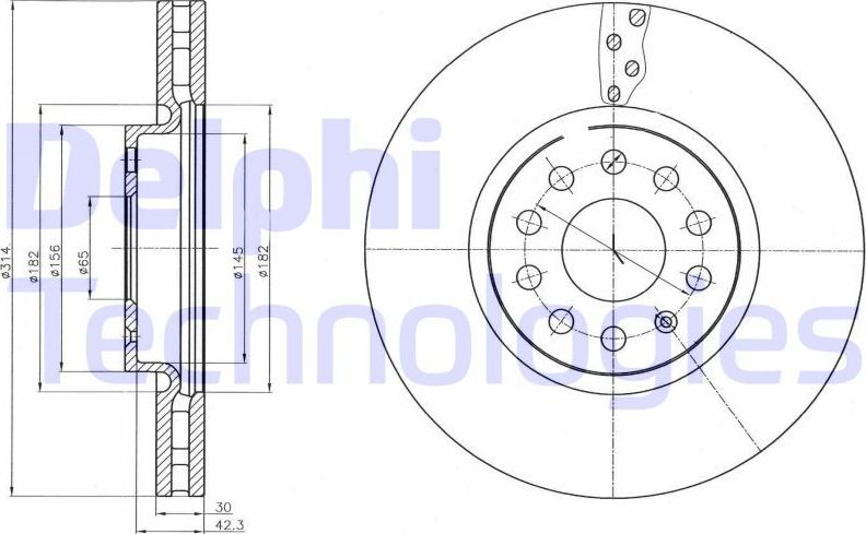 Тормозной диск Delphi. Артикул BG4330C