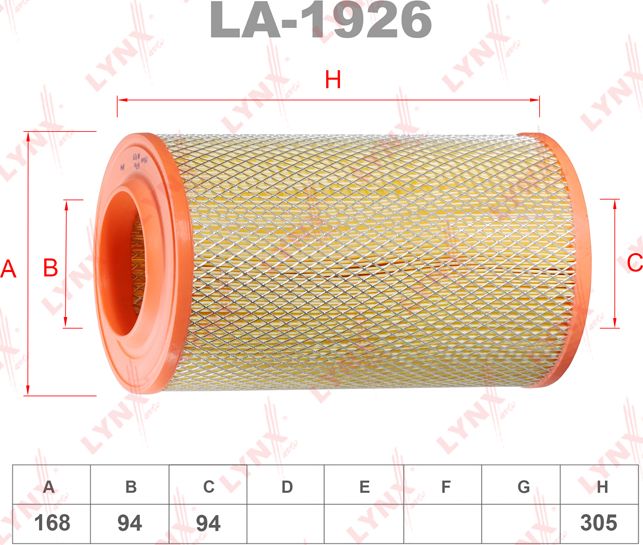 Воздушный фильтр LYNXauto. Артикул LA-1926