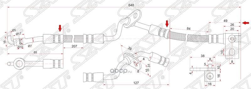 ШЛАНГ ТОРМОЗНОЙ MAZDA CAPELLA 02- KH-87991ПЕРЕДНИЙ (SAT). Артикул STGJ6A43980
