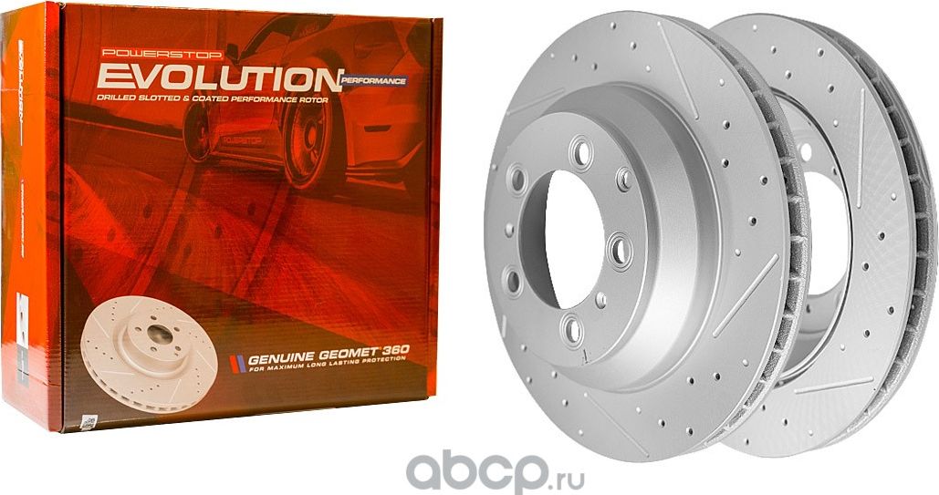 Задний тормозной диск Evolution с перфорацией и насечками, в покрытии GEOMET Pow (Powerstop). Артикул CBR6508
