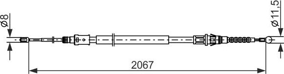 Трос ручника (тросик ручного тормоза) Bosch. Артикул 1 987 482 869