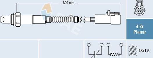 Лямбда-зонд (кислородный датчик) FAE. Артикул 77263