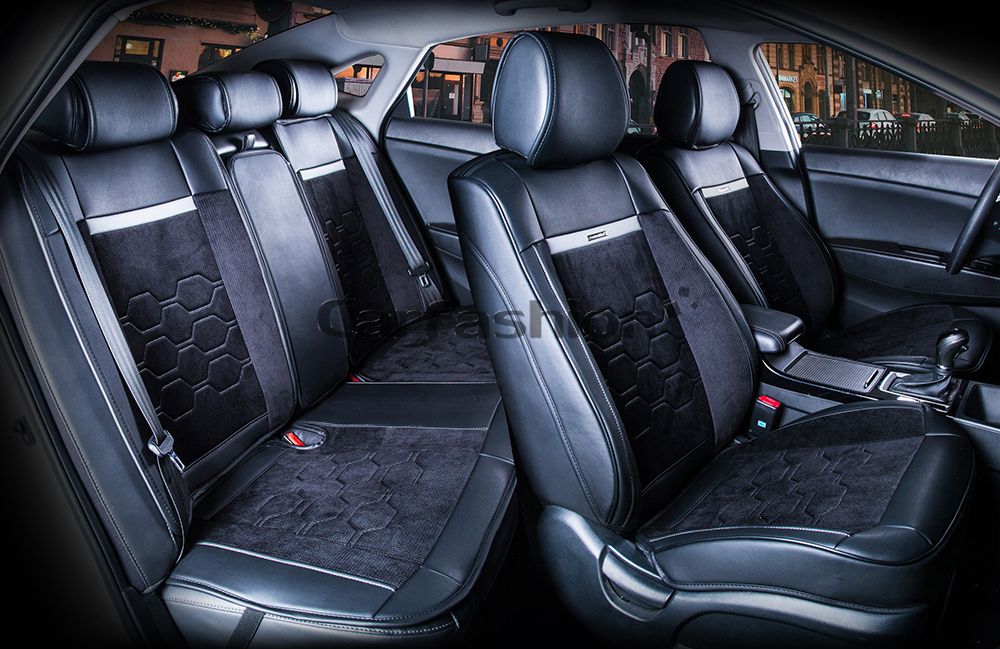 Накидки универсальные CarFashion Evolution Plus для авто, цвет Черный/Черный/Серый. Артикул 22433