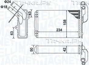 Радиатор отопителя (печки) Magneti Marelli для Renault 19 II 1991-1996. Артикул 350218405000