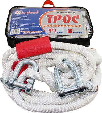 Трос Полярник Авиационный веревка-капрон (14 тонн, 2 скобы, 6 метров, в сумке). Артикул 226-037