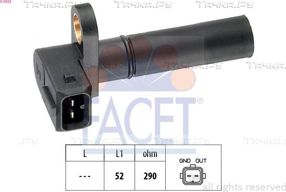 Датчик положения коленвала Facet Made in Italy - OE Equivalent для Ford Fiesta III 1989-1994. Артикул 9.0035