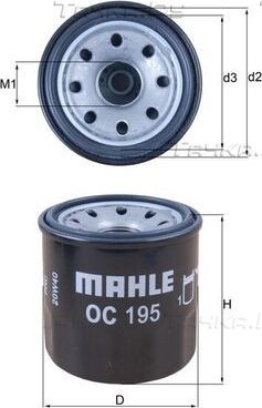 Масляный фильтр Mahle для Mazda Demio I (DW) 1996-2003. Артикул OC 195