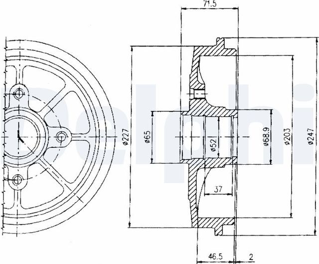 Тормозной барабан Delphi задний для Citroen Saxo 1996-2004. Артикул BF392