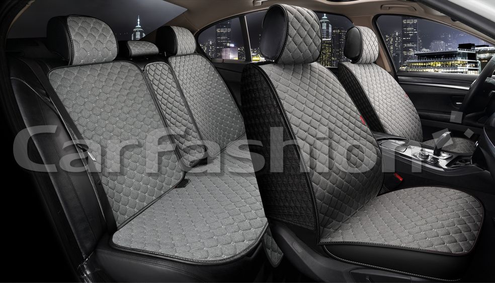 Накидки универсальные CarFashion Cube Plus для авто, цвет Серый/Черный/Серый. Артикул 22677