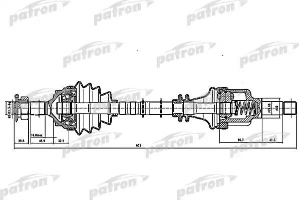 Полуось (привод в сборе, приводной вал) Patron передняя левая для Peugeot 405 1987-1992. Артикул PDS0058