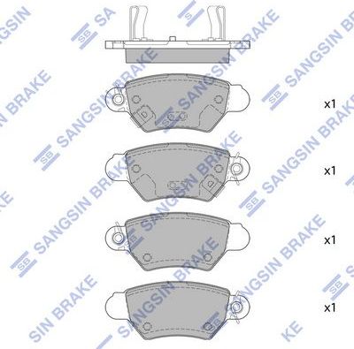 Тормозные колодки Sangsin Hi-Q задние для Opel Astra G 1998-2005. Артикул SP4095
