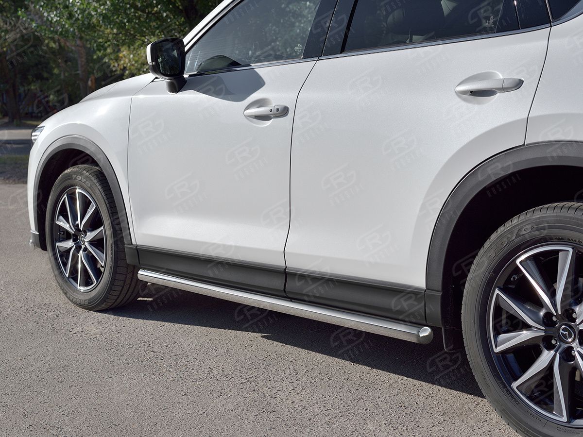 Защита порогов RusStal труба d63 (вариант 3) для Mazda CX-5 II 2017-2026. Артикул M5T-0027983