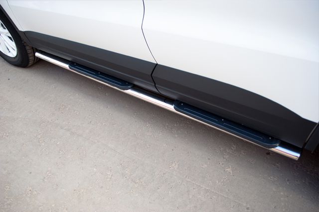 Защита порогов RusStal труба d75х42 овал с накладками для Volkswagen Tiguan Track & Field (Track & Style) 2011-2016. Артикул VGO-000496