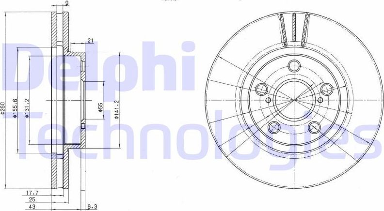 Тормозной диск Delphi. Артикул BG3347