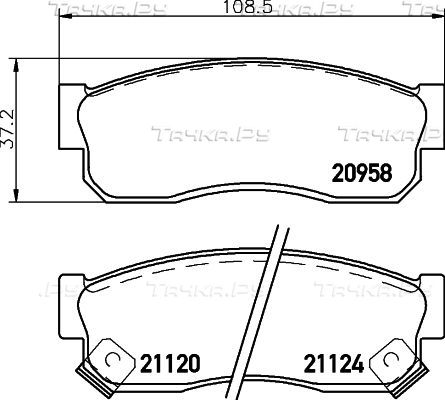 Тормозные колодки Mintex передние для Subaru Libero 1983-2000. Артикул MDB1381