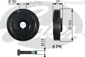 Шкив коленвала Gates DriveAlign® для Citroen C4 I 2007-2008. Артикул TVD1006A