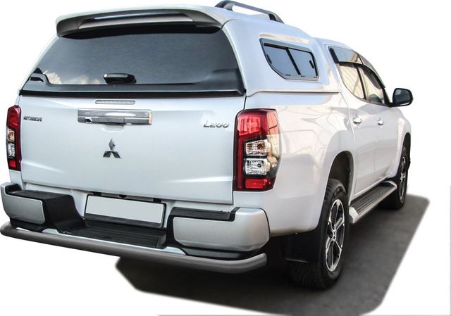 Защита Slitkoff задняя d57 с бампером для Mitsubishi L200 V рестайлинг 2018-2026 Серебристая. Артикул ML18-010S