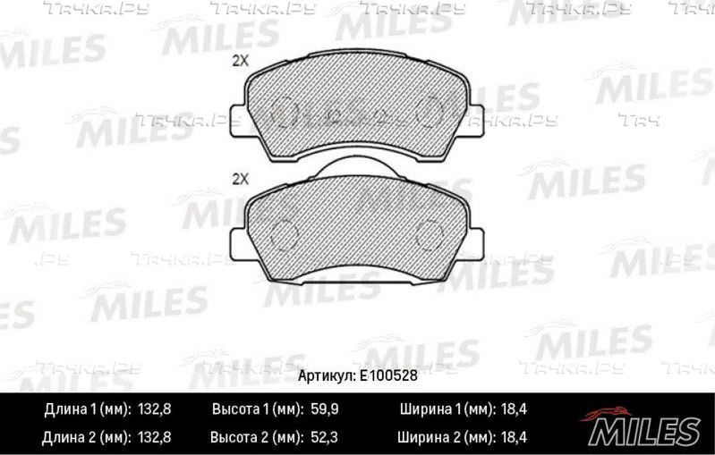 Тормозные колодки Miles (Semi-Metallic) передние для Citroen C-Elysee I 2012-2026. Артикул E100528