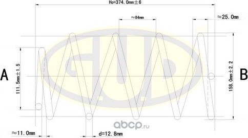 Пружина подвески G.U.D. передняя для Ford Focus II 2004-2012. Артикул GCS027603