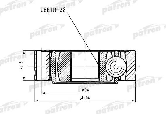 Шрус внутренний (граната) Patron передний левый для Volkswagen Transporter T5 2003-2015. Артикул PCV1461