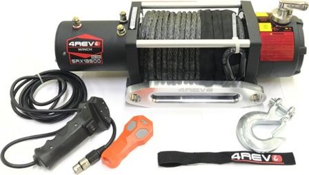 Лебёдка электрическая 12V 4Revo SRX 13500 lbs 6115 кг (Синтетический трос). Артикул 4R-W133B-12