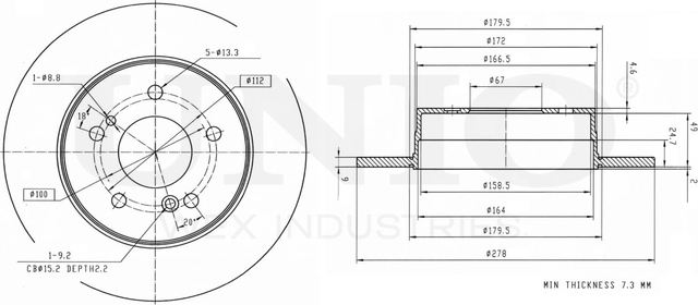 Диск тормозной (Unio). Артикул BRD-20155