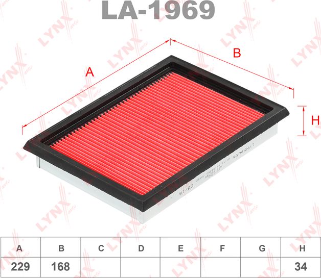 Воздушный фильтр LYNXauto. Артикул LA-1969