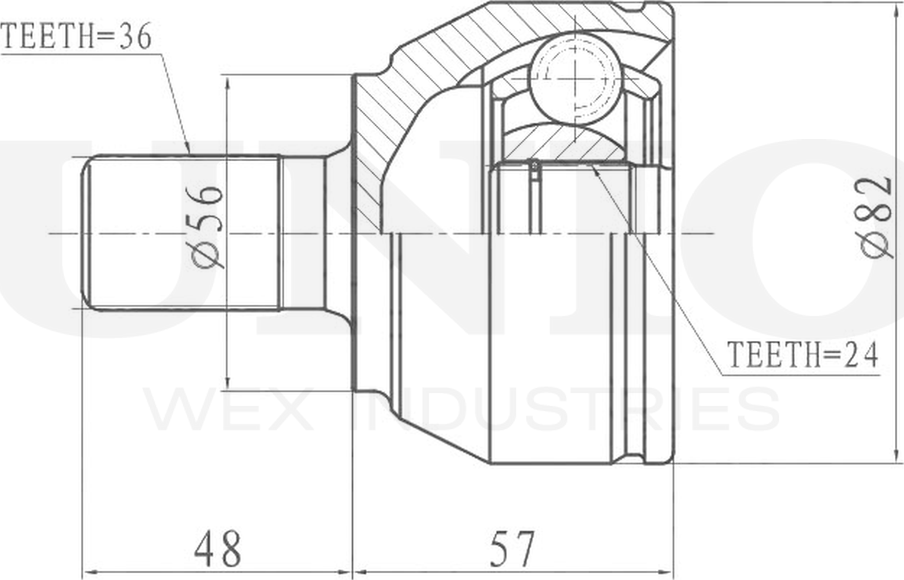 ШРУС наружный (Unio). Артикул CVJ-20010
