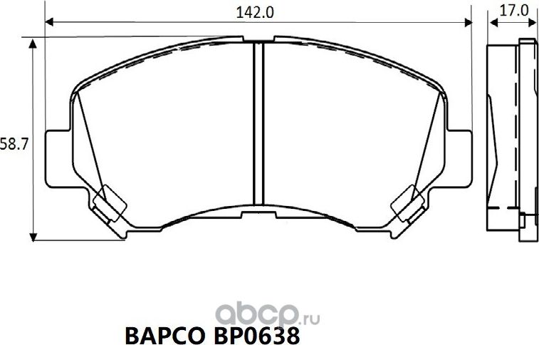 КОЛОДКИ ПЕРЕДНИЕ BP0638 Bapco Bapco. Артикул BP0638