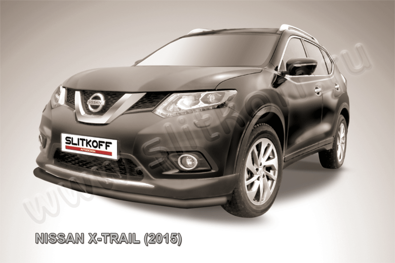 Защита Slitkoff переднего бампера d57 для Nissan X-Trail T32 2015-2026 Черная. Артикул NXT15-003B