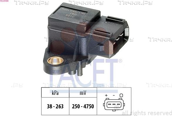 Датчик абсолютного давления (ДАД, MAP) Facet Made in Italy - OE Equivalent для PUCH G-modell W463 1996-2000. Артикул 10.3104