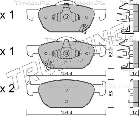 Тормозные колодки Trusting передние для Honda Accord VIII 2008-2015. Артикул 883.0