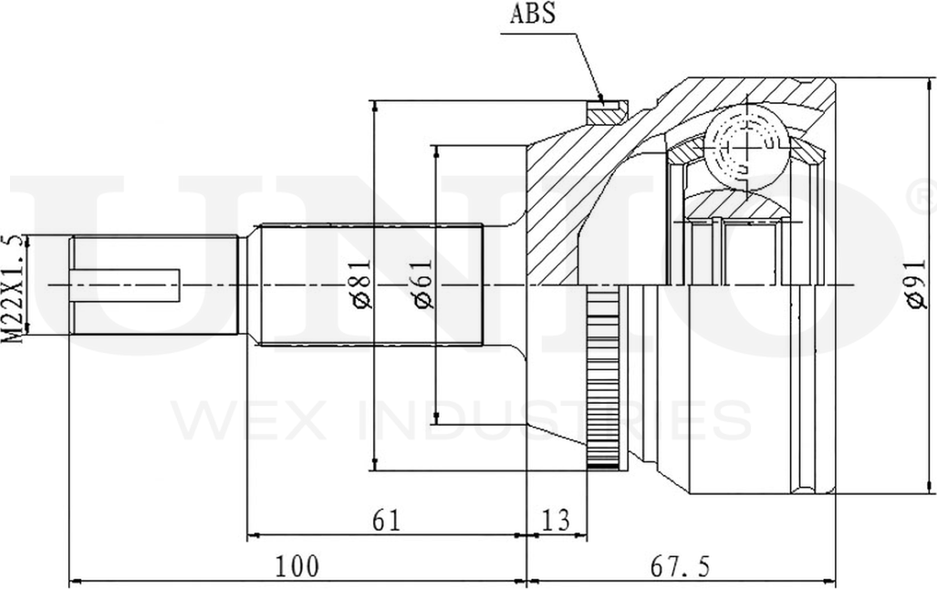 ШРУС наружный (Unio). Артикул CVJ-20251