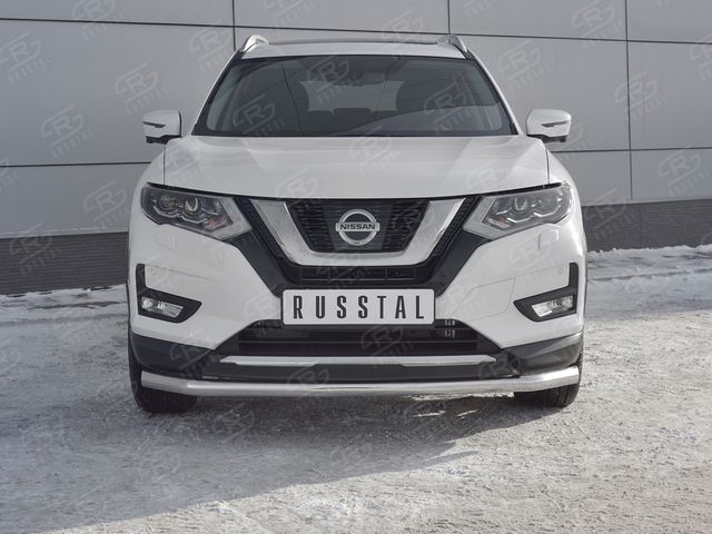 Защита RusStal переднего бампера d63 секции для Nissan X-Trail T32 рестайлинг 2018-2026. Артикул NXZ-003151