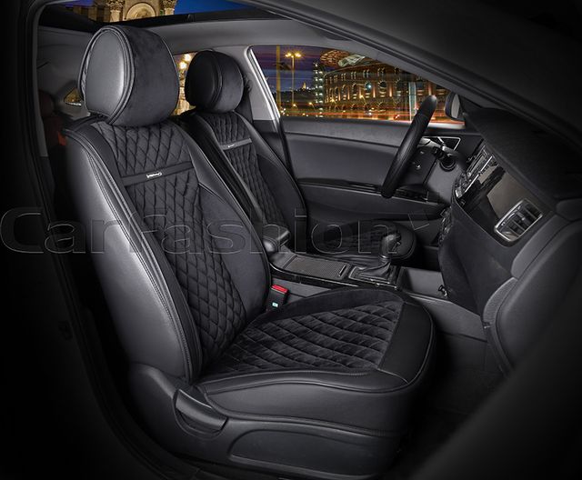 Накидки универсальные CarFashion Barcelona на переднее сидения авто, цвет Черный/Черный/Черный/Черный. Артикул 21979